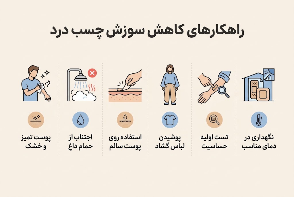 راهکارهای کاهش سوزش چسب درد